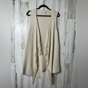 Lilly Pulitzer Andella Cream & Gold Fringe Knit Vest Size Medium